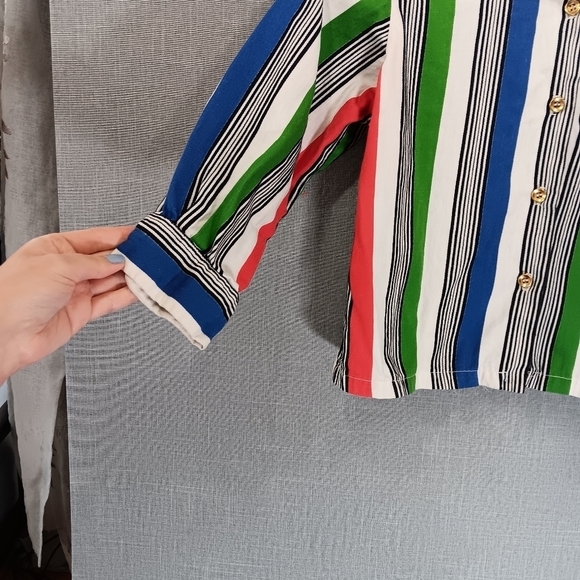 VTG RUTH of CAROLINA Girls Shirt Top Classic 1960s Rainbow Stripes Size Medium - Picture 3 of 7